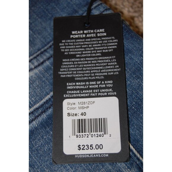 Hudson Los Angeles Coen Slim Denim Blue Jeans Men's 40x30 Button Fly $235 - Picture 10 of 11